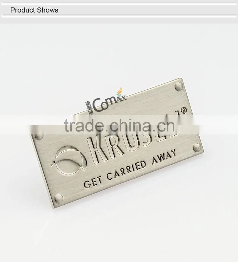 Wholesale fashion engraved custom metal bag label for handbag