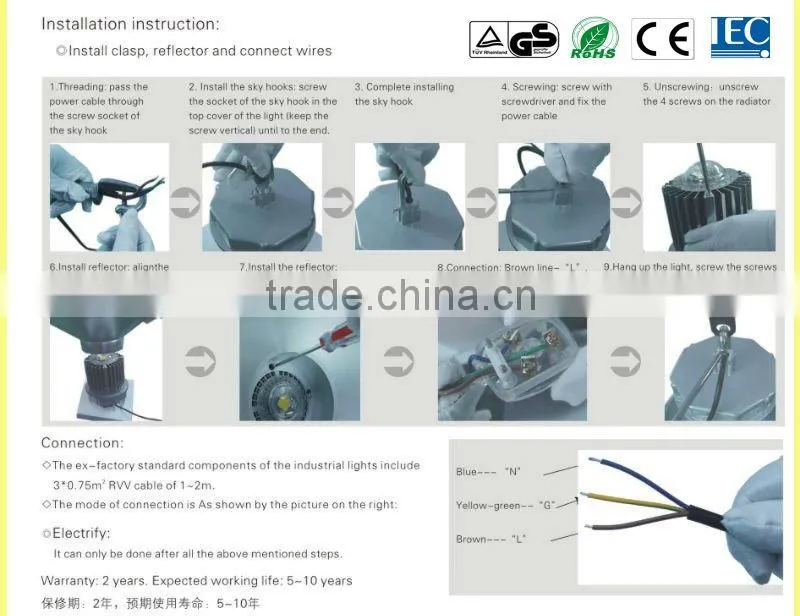 2015 Hot Sale Brightness COB 200W Bridgelux LED High Bay Light