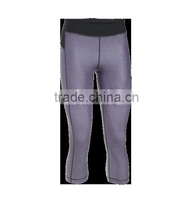 Hight Performance Dry Fit Spandex Yoga Compression Pants, Ladies 3/4 Length Capri Pants