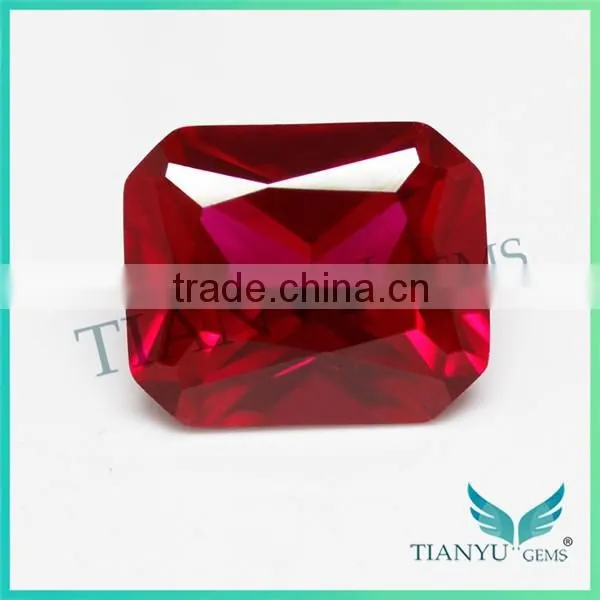Loose wholesale Octagon Princess Cut Created Synthetic Red Star Ruby