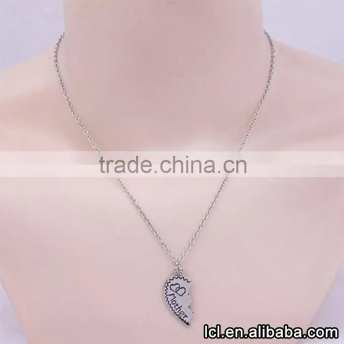 Mother and daughter broken heart necklace, hot sale broken heart chain necklace
