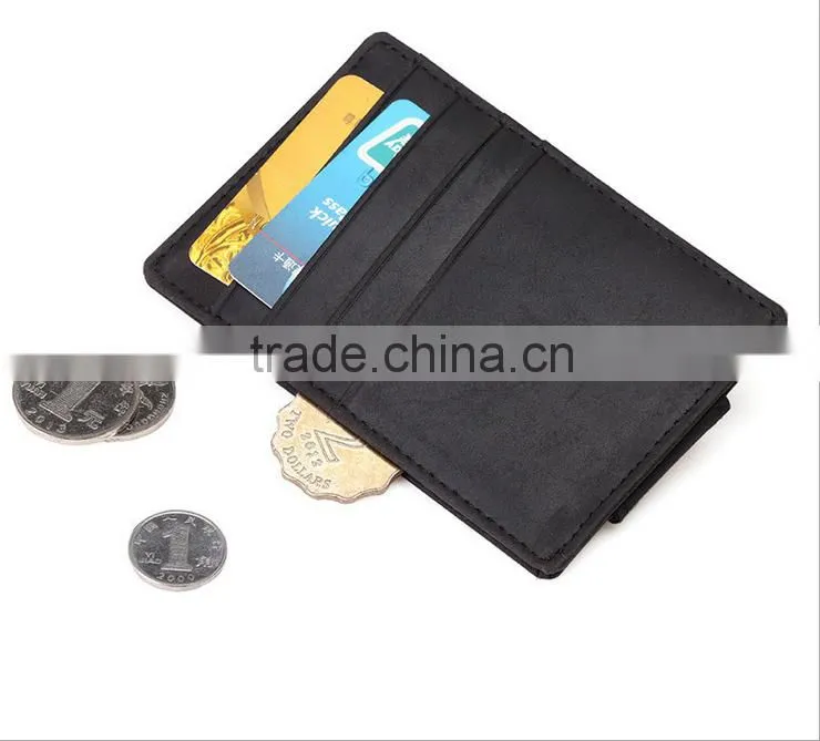 RFID Blocking Magnet Closure Men Slim Leather Wallet
