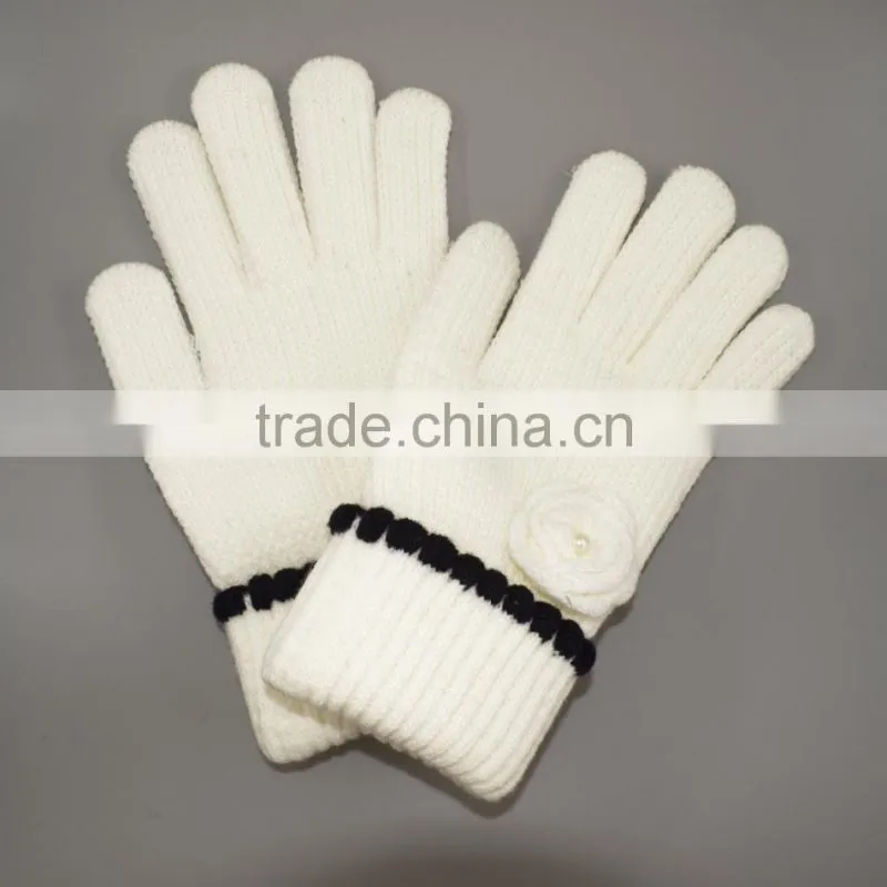 women's warm rose knit gloves