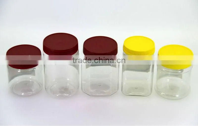 clear candy plastic jar with yellow screw cap