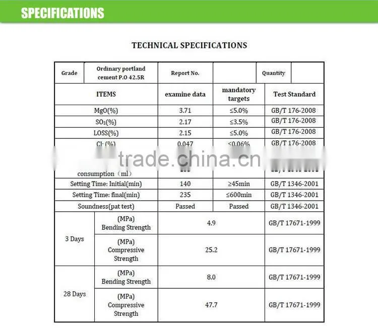 green mortar cement for environmental protection
