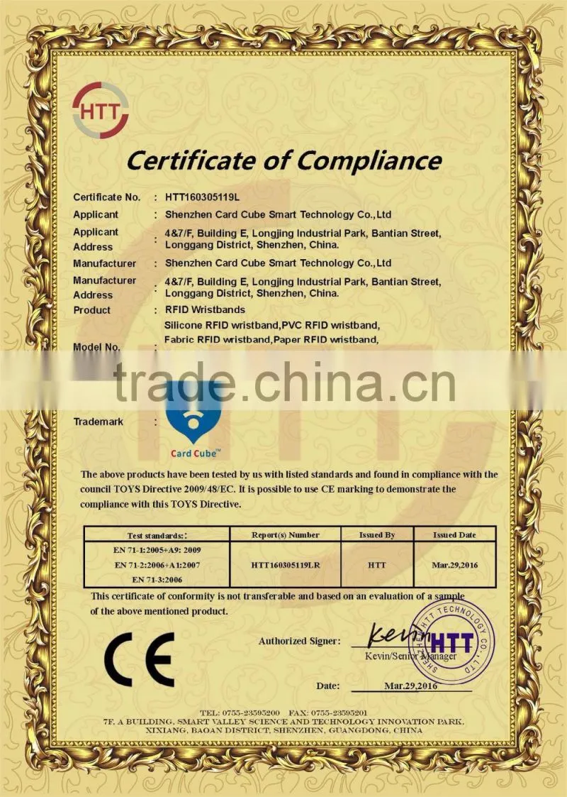 Disposable and Perfect for Access Control Single Use Paper UHF Alien H3 Event Wristband