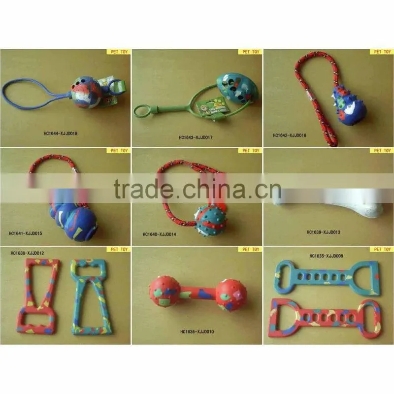 TPR Rubber pet dog toy with cotton rope