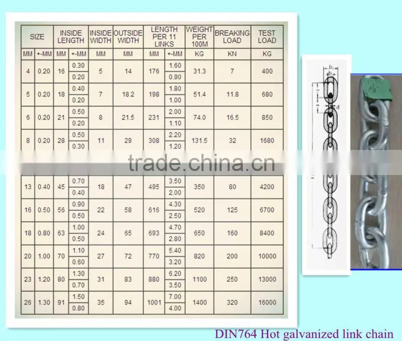 Electro Galvanized Din764 Link Chain Factory