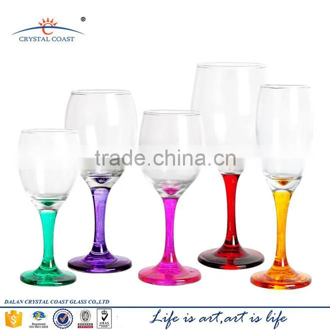 Hand Painted Blue Colored Stem Wine Glass