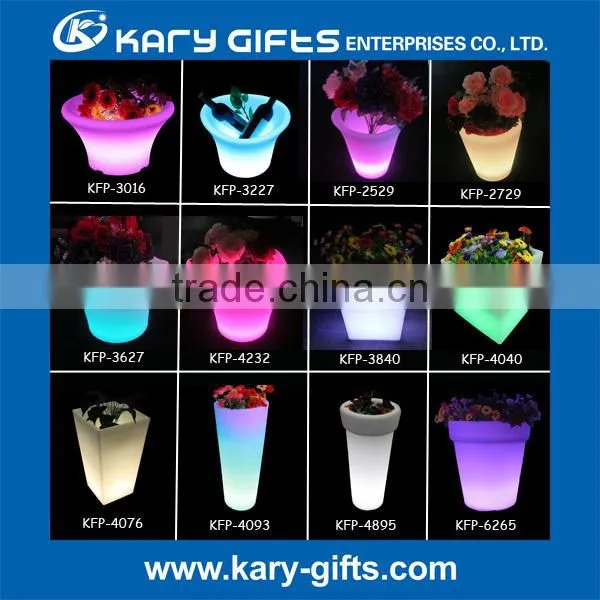 Outdoor large glowing flower pot plastic material led garden planter pots