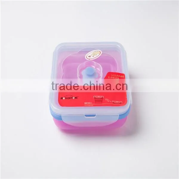 100% Food Grade Microwave Safe silicone foldable bowl with lockable lids