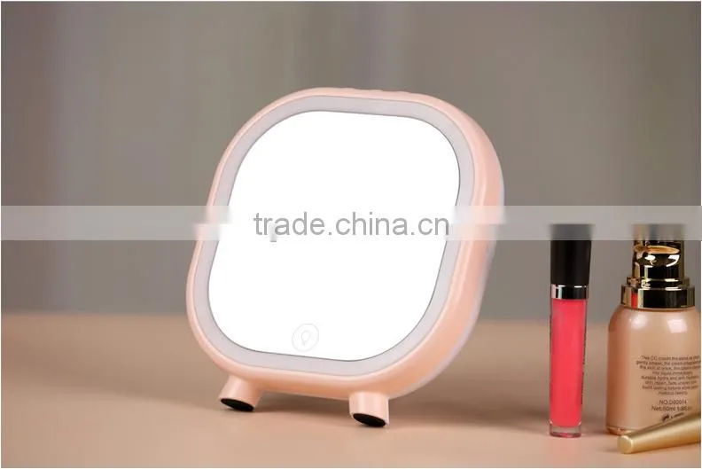 Desktop Makeup Mirror With Bluetooth Loudspeaker Box, USB Charge Table Lamp For Valentine Day