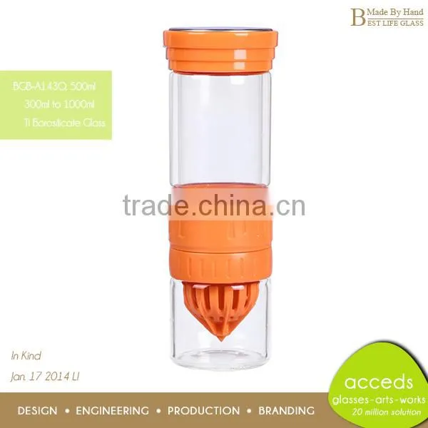 Borosilicate Glass Juice Lemon Water Bottle