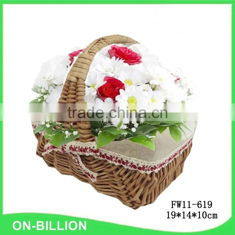 Handled natural wicker decorating flower girl basket