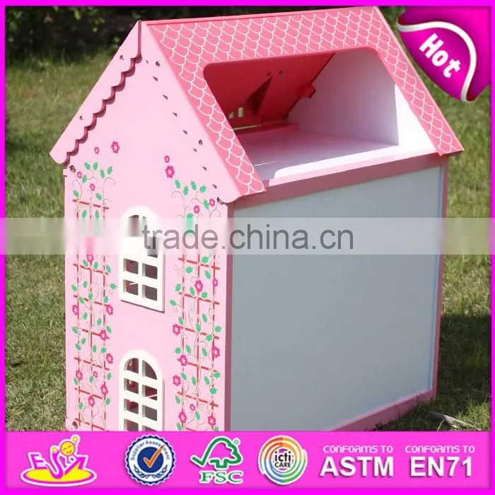 Best design pink house toys wooden dollhouse for girls W06A020