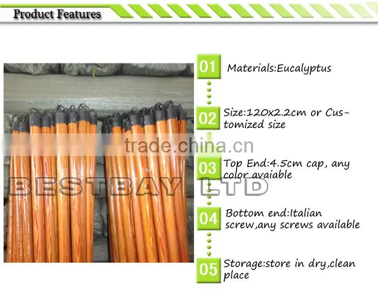 Factory direct sale pvc coated wooden broomstick, wooden stick, wooden broom handle