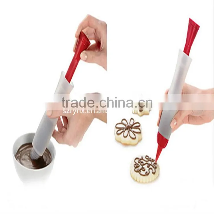 Funny silicone cake and chocolate decorating pen cake mould silicone cream pen