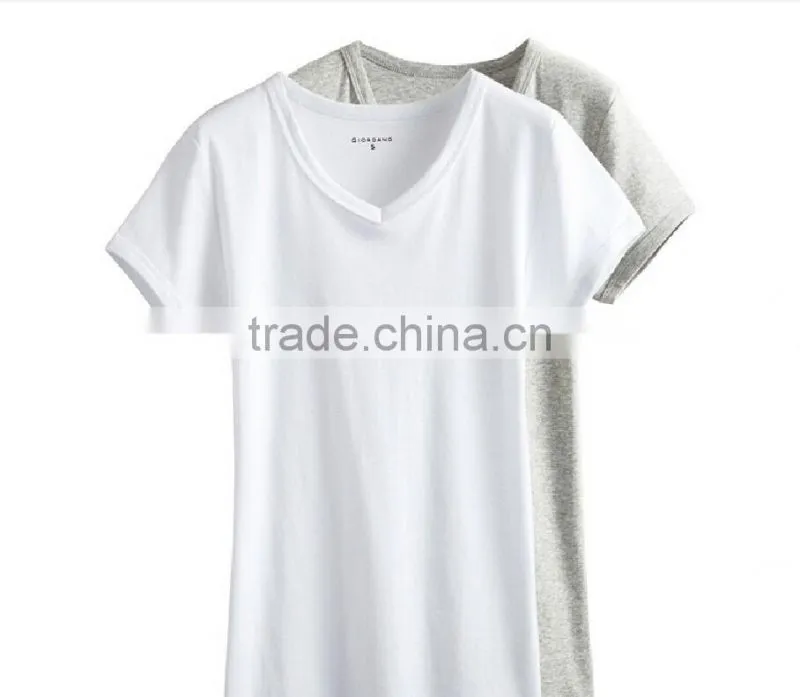 women's v-neck 100% cotton t-shirt custom wholesale