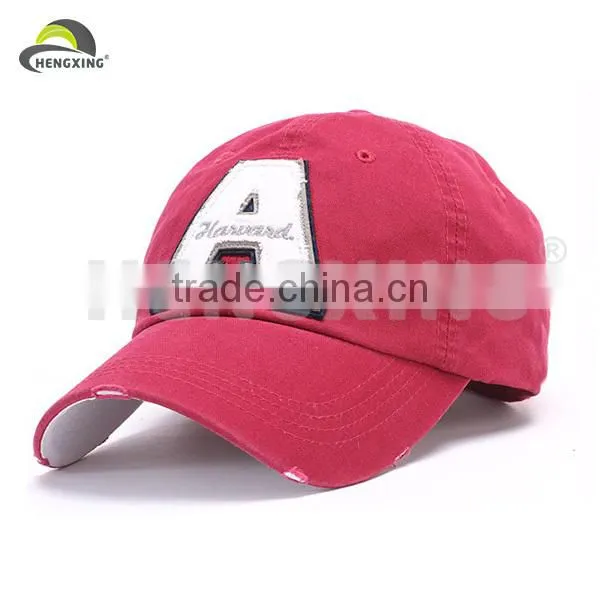 Old Style Worn-out Cotton Applique Baseball Cap