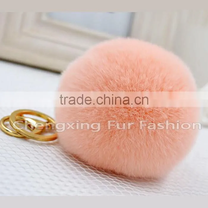 CX-R-09 Genuine Rex Rabbit Fur Keychain - BLACK
