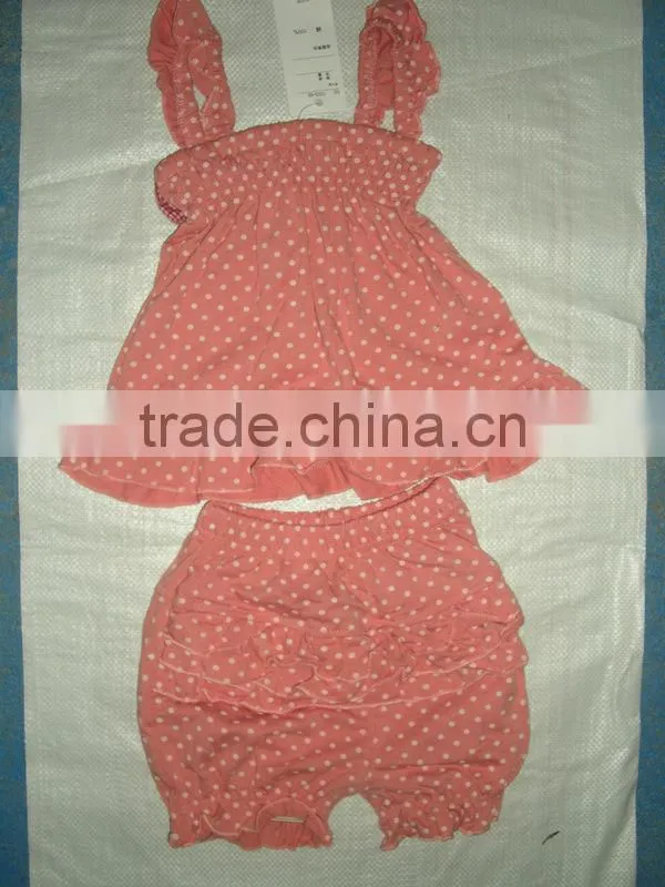 fashion pink polka dots baby girls summer clothing sets baby suits baby girls cotton outfits