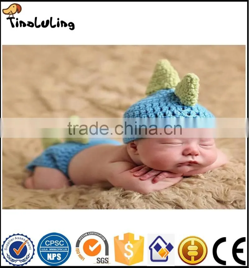 Hot Sale Cute Cartoon Dinosaur Style Newborn Baby Girl Boy Hat Clothes Baby Photograph Props