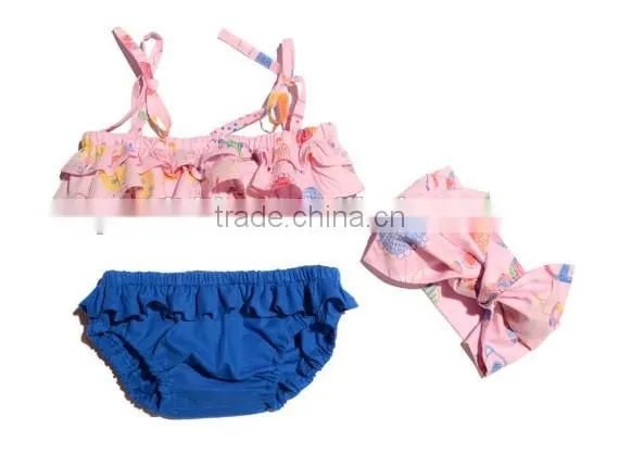 Hot sale!Baby girl swimwear white polka dots clothes set yellow bikini beauty product for 0-6 ys girls