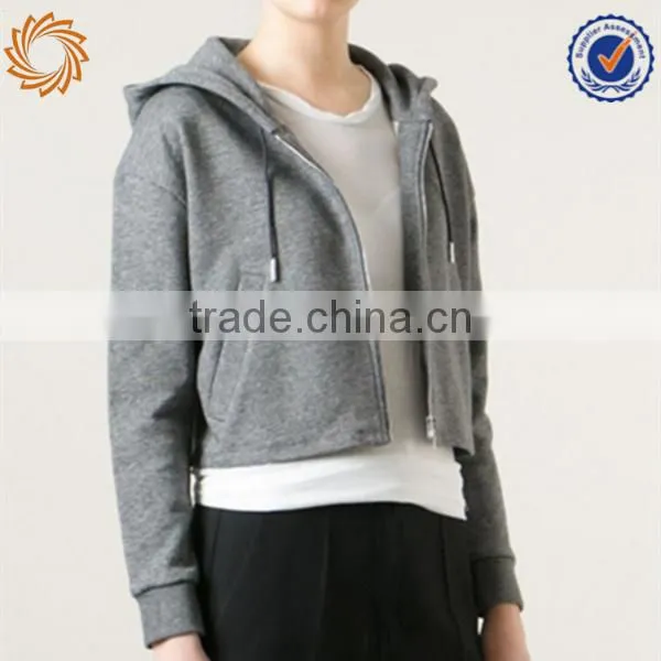 Women's winter plain hoodies crop top sweater zipper up hoodies