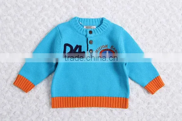 Round neck with buttons boys pullover sweater factory price