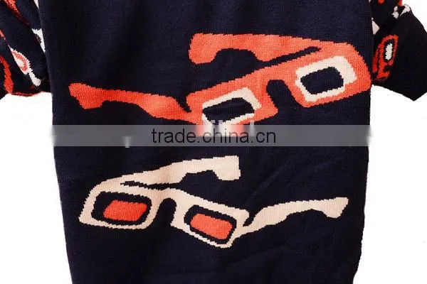 Fashion Glasses Child Jacquard Sweater Knitting Patterns Children Pullover