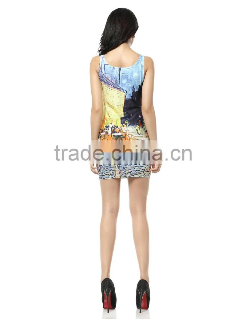 2015 Latest fashion dress, all over sublimation printing dress, sexy ladies dress wholesale
