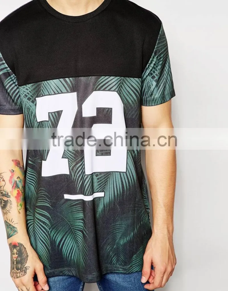 palm tree printing longline t shirts for man