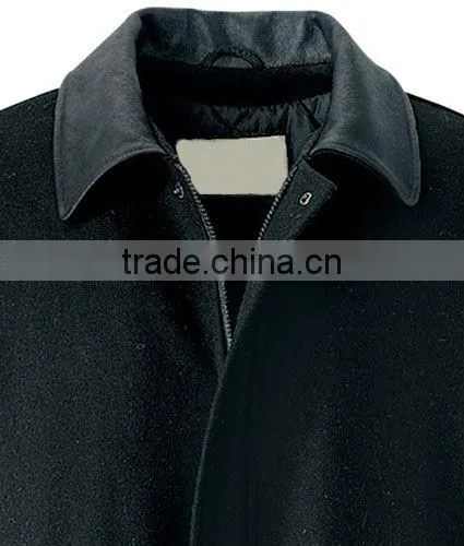 Design Leather Jacket Melton With Bishop Collar Mens