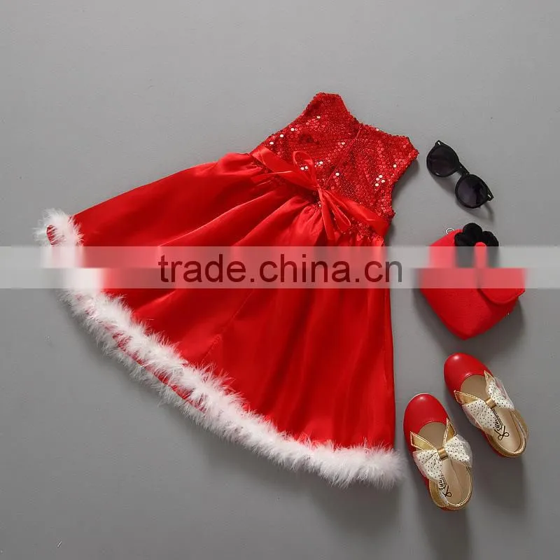 Wholesale Fall New Arrival Sequined Sleeveless Baby Girl Christmas Princess Dress