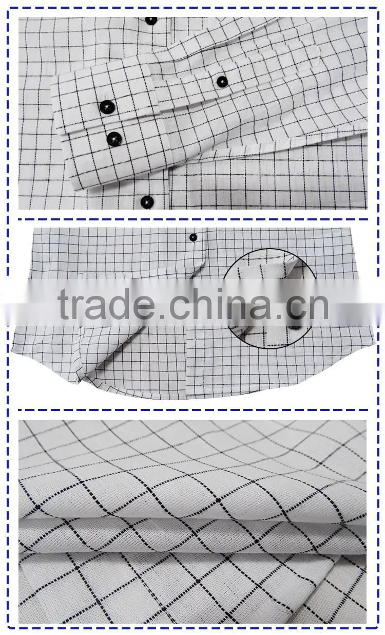 2017 latest long sleeve plaid 100% cotton non Wrinkle spread collar men shirt