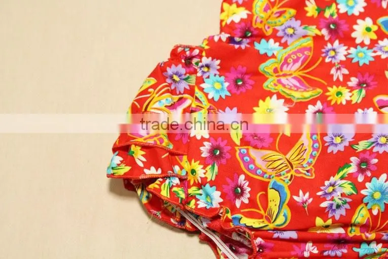 2017 Wholesale Colored Printed Flower Rompers Cotton Jumpsuit