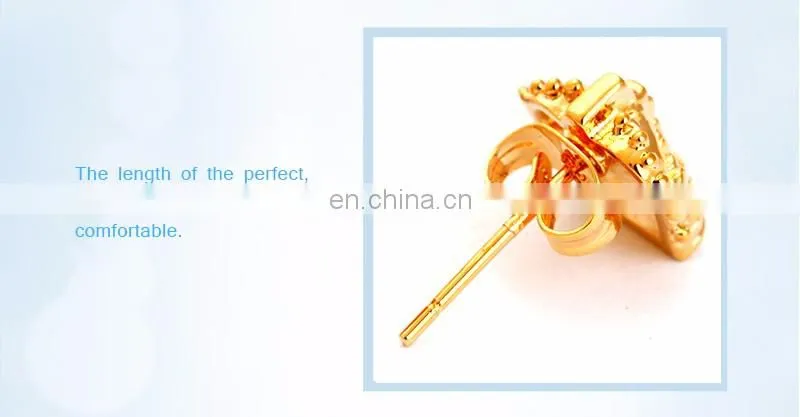 Custom Fashion jewelry 18k Gold Color Crown Earings