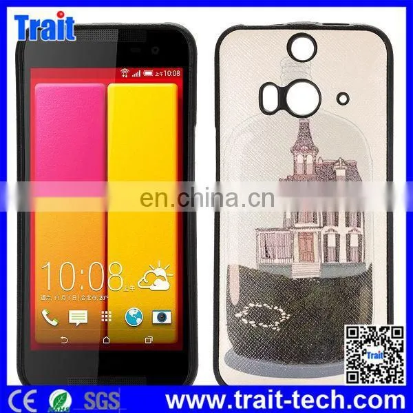 Leather Coated Ultraslim Flexible With Cross Pattern Soft TPU Case for HTC Butterfly 2,cell phone case wholesale