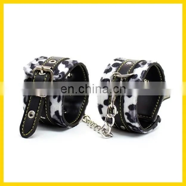 PU leather wrist & ankle cuffs restraints erotic toy for men