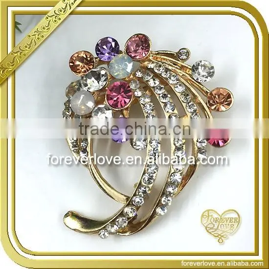 Mixed color silver brooch saree pin for ladies FB043
