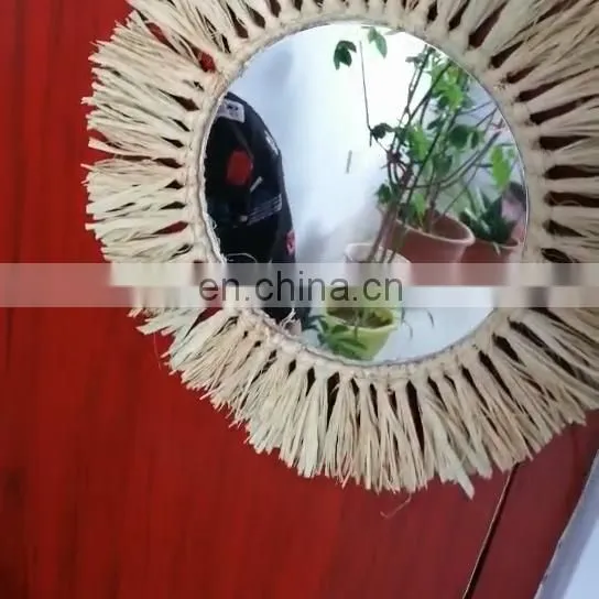 home decoration metal frame glass half moon mirror wall hanging