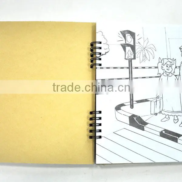 Spiral notebook kraft cover student children writing drawing notebook pad with funny sticker