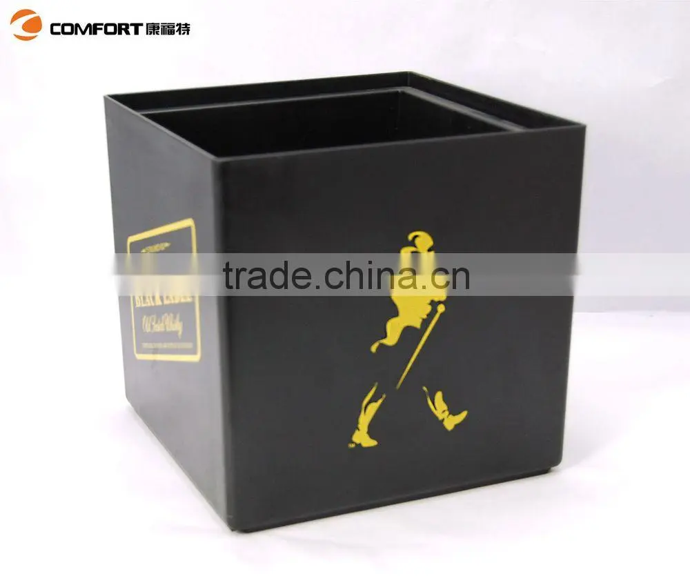 square double layer small black drink plastic ice buckets with lid