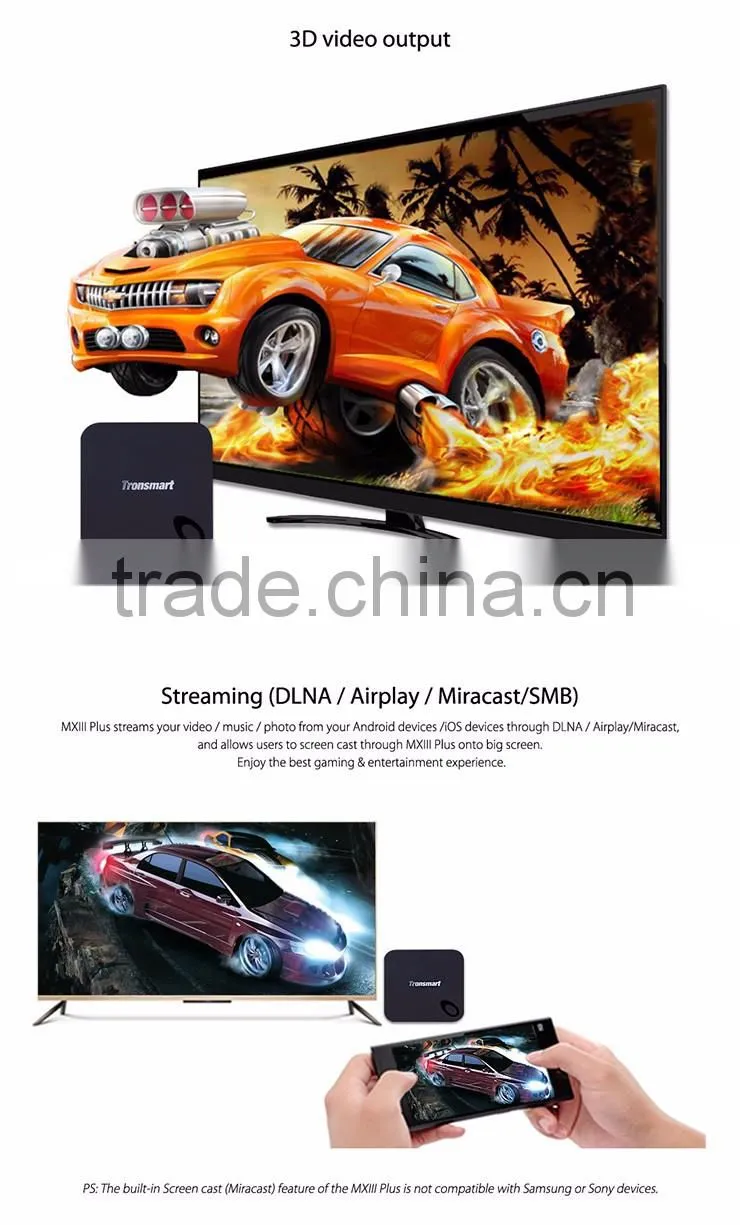 Factory Supply! Tronsmart MXIII Plus 2G/16G Amlogic S812 Quad Core 2.0GHz Android 5.1TV Box 4K H.265 XBMC OTA 2.4G/5GHz