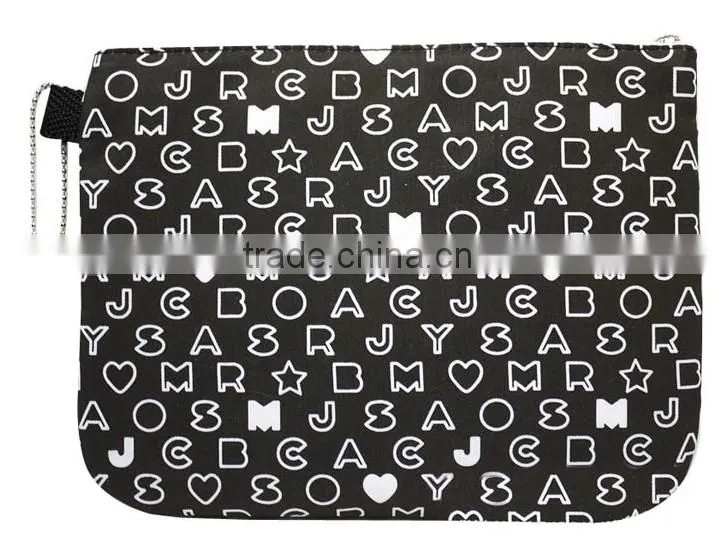 Big soft letter printing Korean style canvas cosmetic bag for lady