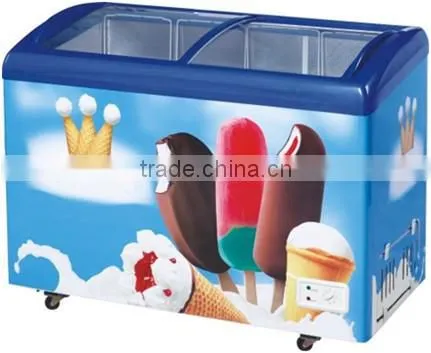 268L supermarket display freezer with one free basket