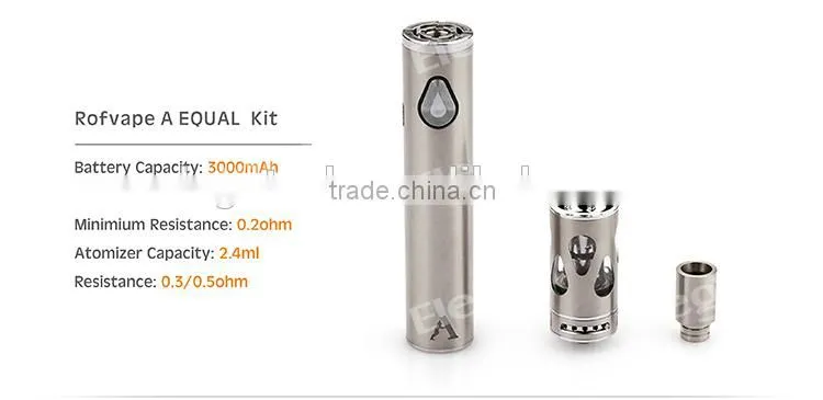 New Arrival!!! Hot sell 2015 new products Rofvape A Equal 1500mah huge vapor silver black aluminum 3.0v starter kit from Elego