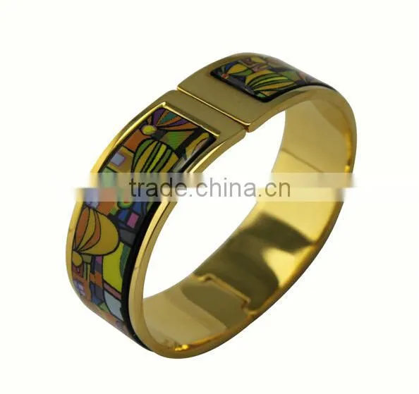 fashion ladies hand color enamel pattern stainless steel bangle