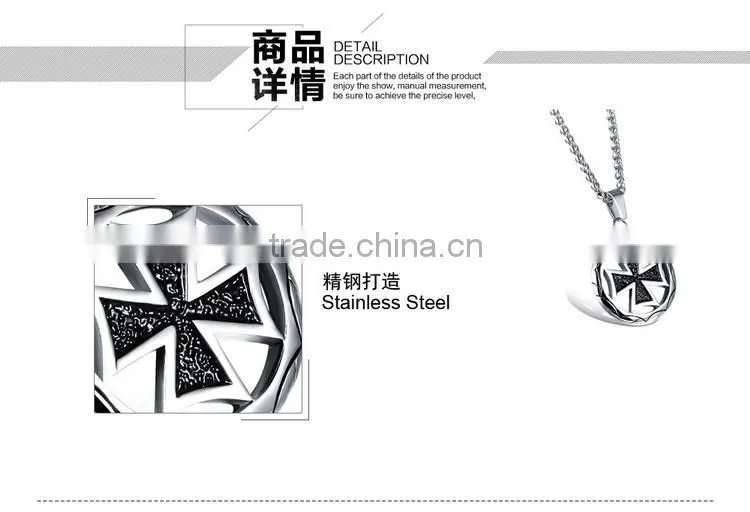 Circle the cross pendant Men's titanium steel casting necklace gold silver color promotion gift