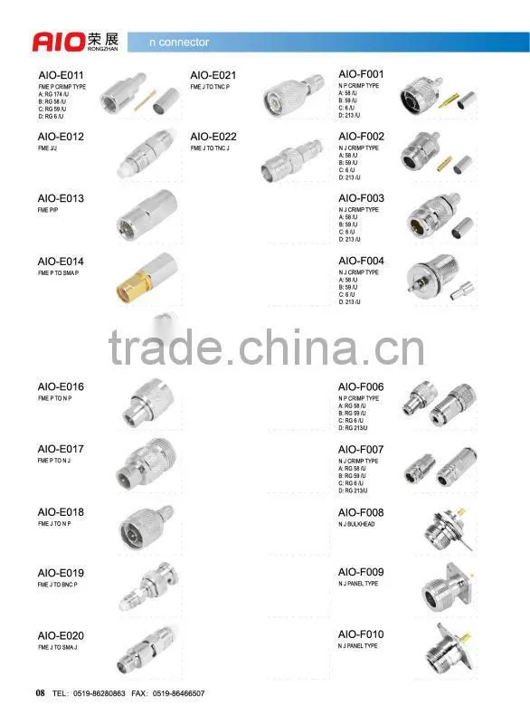 FME Male Crimp Connector for RG174 LMR-100 RG58 3C-2V